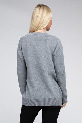 Melange Open Front Sweater Cardigan -  - ZENANA - MOD&SOUL