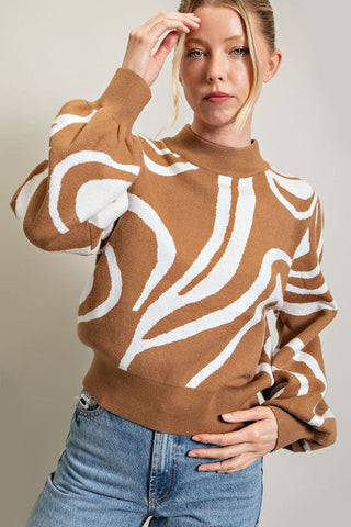 Mock Neck Printed Sweater -  - eesome - MOD&SOUL