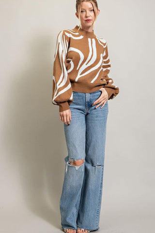 Mock Neck Printed Sweater -  - eesome - MOD&SOUL