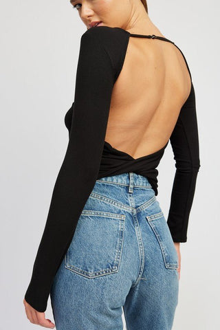 OPEN BACK TOP WITH TWIST DETAIL - MOD&SOUL - Contemporary Women's Clothing