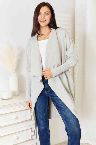 Open Front Duster Cardigan with Pockets -  - Trendsi - MOD&SOUL