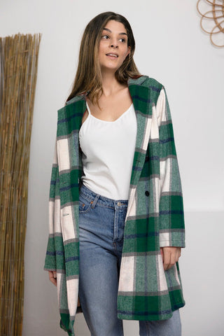 Plaid Button Up Lapel Collar Coat - MOD&SOUL - Contemporary Women's Clothing