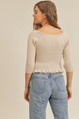 Square Neckline Ribbed Knit Top - sweater - Lush Clothing - MOD&SOUL