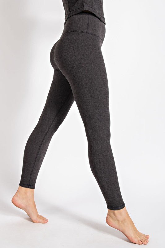 High-waistband ankle-length seamless leggings with ribbed details