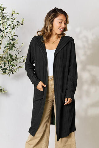 Ribbed Open Front Long Sleeve Cardigan -  - Trendsi - MOD&SOUL