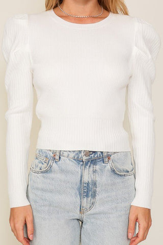 Ribbed Puff Sleeve Knit Top -  - Lumiere - MOD&SOUL