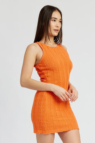 ROUND NECK FITTED MINI DRESS - MOD&SOUL - Contemporary Women's Clothing