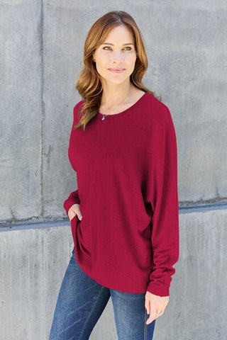 Round Neck Long Sleeve Knit Top - MOD&SOUL - Contemporary Women's Clothing