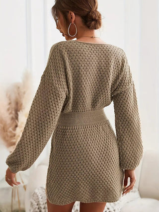 Round Neck Long Sleeve Sweater Dress - MOD&SOUL - Contemporary Women's Clothing