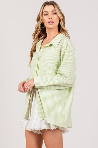 SAGE + FIG Striped Button Up Long Sleeve Shirt - MOD&SOUL - Contemporary Women's Clothing