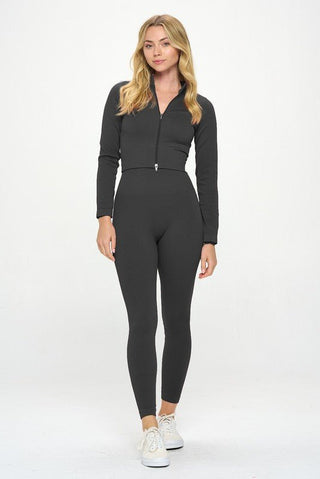 Seamless Long Sleeve Zip Jacket Set - MOD&SOUL - Contemporary Women's Clothing