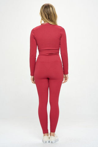 Seamless Long Sleeve Zip Jacket Set - MOD&SOUL - Contemporary Women's Clothing