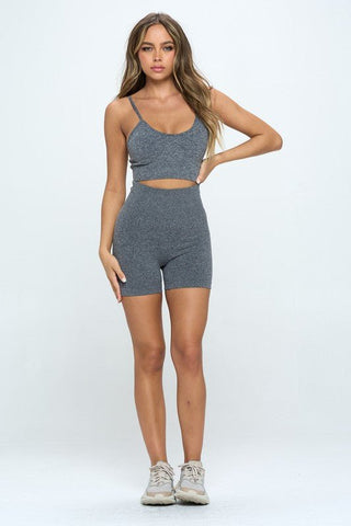 Seamless Top And Biker Shorts Set - MOD&SOUL - Contemporary Women's Clothing