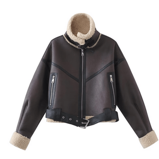 Shearling Collar Moto Jacket - MOD&SOUL - Contemporary Women's Clothing
