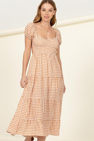 Somewhere to Go Tie-Back Gingham Print Maxi Dress - MOD&SOUL - Contemporary Women's Clothing