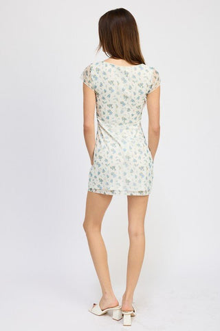 Square Neckline Floral Mini Dress - MOD&SOUL - Contemporary Women's Clothing