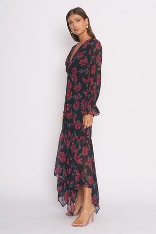 Stassi Black Floral Plunging Maxi Dress - Dresses - Dee Elly - MOD&SOUL