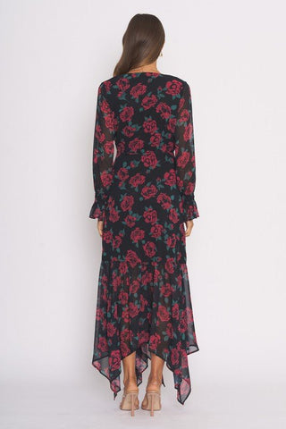 Stassi Black Floral Plunging Maxi Dress - Dresses - Dee Elly - MOD&SOUL