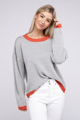Striped Pullover Knit Top - MOD&SOUL - Contemporary Women's Clothing