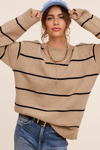 Striped Pullover Sweater - swear - La Miel - MOD&SOUL