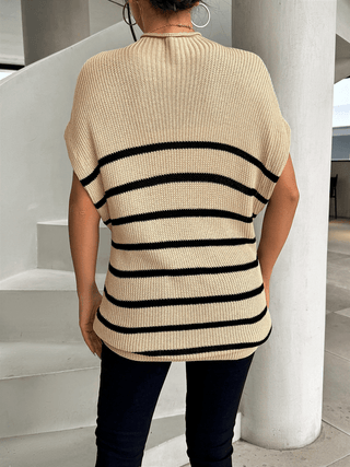 Striped Ribbed Knit Sweater - MOD&SOUL - Contemporary Women's Clothing