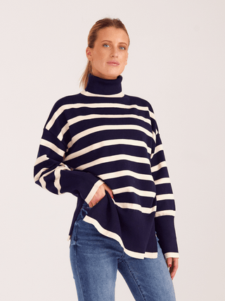 Striped Turtleneck Sweater - MOD&SOUL - Contemporary Women's Clothing