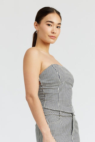 Striped Twill Tube Top - MOD&SOUL - Contemporary Women's Clothing