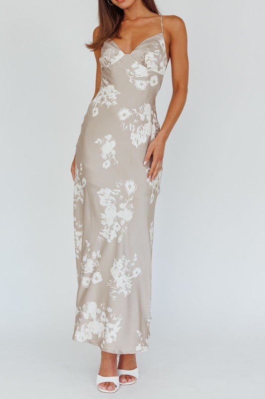 Grey Floral Satin Maxi Dress | Bridal Events Dress | Cute Maxi Dresses MOD&SOUL - Contemporary Women's Clothing Grey Floral Satin Maxi Dress | Bridal Events Dress | Cute Maxi Dresses MOD&SOUL - Contemporary Women's Clothing