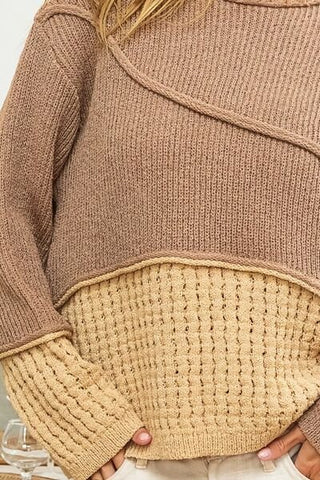 Texture Contrast Sweater - MOD&SOUL - Contemporary Women's Clothing