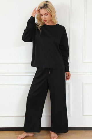Textured Long Sleeve Top and Pants Set - MOD&SOUL - Contemporary Women's Clothing