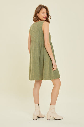 Textured V-Neck Sleeveless Flare Mini Dress - MOD&SOUL - Contemporary Women's Clothing