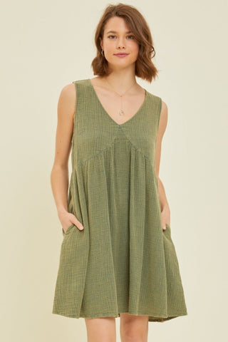 Textured V-Neck Sleeveless Flare Mini Dress - MOD&SOUL - Contemporary Women's Clothing