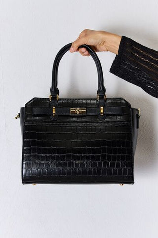 Textured Vegan Leather Handbag - MOD&SOUL - Contemporary Women's Clothing