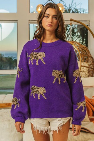 Tiger Print Sweater - MOD&SOUL - Contemporary Women's Clothing