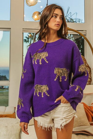 Tiger Print Sweater - MOD&SOUL - Contemporary Women's Clothing