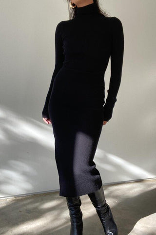 Turtleneck knit Midi Dress - Black - Dress - MOD&SOUL - Contemporary Women's Clothing - MOD&SOUL