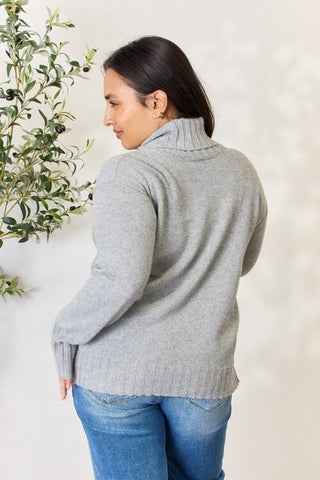 Turtleneck Long Sleeve Slit Sweater - MOD&SOUL - Contemporary Women's Clothing
