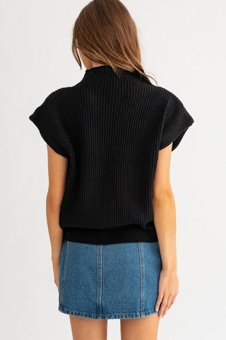 Turtleneck Power Shoulder Sweater Vest -  - LE LIS - MOD&SOUL