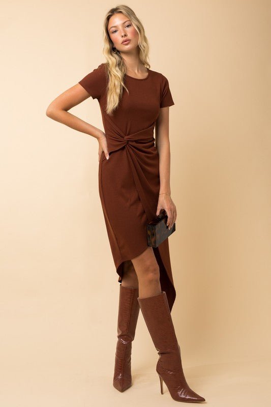 Brown Twist Wrap Midi Dress | Basic Casual Dress | Cute Dresses MOD&SOUL - Contemporary Women's Clothing Brown Twist Wrap Midi Dress | Basic Casual Dress | Cute Dresses MOD&SOUL - Contemporary Women's Clothing