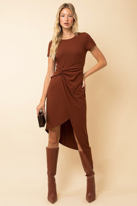 Brown Twist Wrap Midi Dress | Basic Casual Dress | Cute Dresses MOD&SOUL - Contemporary Women's Clothing Brown Twist Wrap Midi Dress | Basic Casual Dress | Cute Dresses MOD&SOUL - Contemporary Women's Clothing