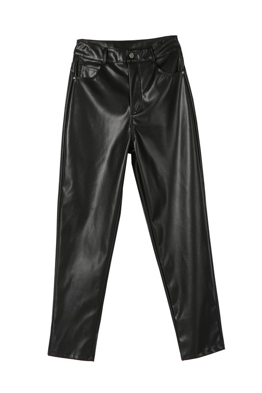 Soul On Fire' Punk Faux Leather Pants with Buckles and Zippers
