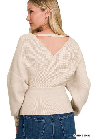 Viscose Cross Wrap Pullover Sweater -  - ZENANA - MOD&SOUL
