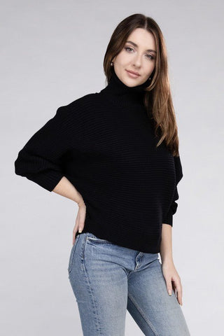 Viscose Dolman Sleeve Turtleneck Sweater - Shirts & Tops - ZENANA - MOD&SOUL