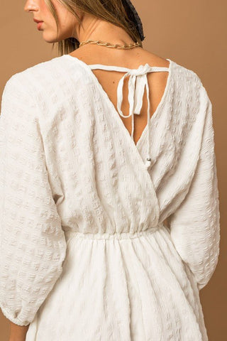 White Textured Drawstring Detail Dress -  - Gilli - MOD&SOUL