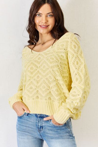Yellow Patterned Long Sleeve Sweater - MOD&SOUL - Contemporary Women's Clothing