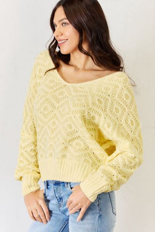 Yellow Patterned Long Sleeve Sweater - MOD&SOUL - Contemporary Women's Clothing