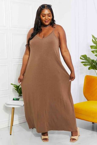 Zenana Full Size Beach Vibes Cami Maxi Dress in Mocha - MOD&SOUL - Contemporary Women's Clothing